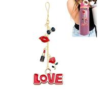 Breloque rose rouge à lèvres compatible avec bouteille d'eau Owala de 710 ml, 946 ml, 1200 ml, gobelet à café, FreeSip, accessoires Owala et accessoires de tasse Stanley, cadeau tendance pour femme