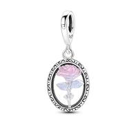Breloque rose vintage qui brille dans le noir, breloque pour bracelet, compatible avec le collier bracelet pandora