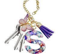 Breloque tasse - Breloque de sac à lettres avec papillon et pompon | Porte-clés mignon et moderne avec initiale de tasse et pendentif pour sac à dos, bouteille d'eau, bijoux pour l'école, le travail