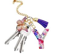 Breloque tasse - Breloque de sac à lettres avec papillon et pompon | Porte-clés mignon et moderne avec initiale de tasse et pendentif pour sac à dos, bouteille d'eau, bijoux pour l'école, le travail