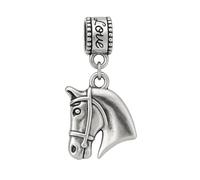 Breloque tête de cheval - Bijoux équestres pour les cavaliers et amateurs de chevaux - Compatible avec bracelets Pandora, Chamilia, Troll et européens - Cadeau pour les amis équestres et les amis de