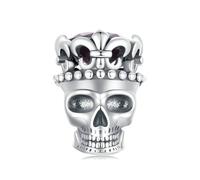 Breloque tête de mort citrouille en argent sterling pour bracelets Halloween, Cristal