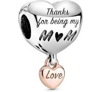 Breloque « Thanks For Being My Mum » en argent sterling 925 compatible avec les breloques Pandora et beaucoup d'autres bracelets à breloques britanniques., Métal