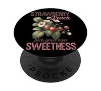 Breloque vintage en forme de fraise avec inscription « Pick Your Own Sweetness » PopSockets PopGrip Adhésif