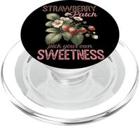Breloque vintage en forme de fraise avec inscription « Pick Your Own Sweetness » PopSockets PopGrip pour MagSafe