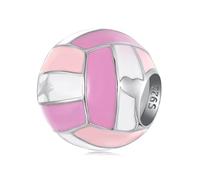 Breloque Volleyball en argent sterling 925 pour bracelets Pandora - Cadeau pour femmes et amies, émail, Émail