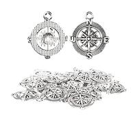 Breloques Boussole Viking, Série Nautique, Pendentifs En Alliage Métallique pour Bracelet Et Collier, Fabrication Artisanale de Bijoux, DIY, 20 Pièces