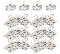 Breloques Chapeau de Remise de Diplôme en Alliage Argenté 20 Pièces | Pendentif 2024 pour Bracelet DIY et Collier, Charmes Faciles à Utiliser, Présent pour Diplome