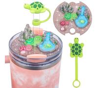 Breloques compatibles avec couvercles de tasse Stanley H2.0, accessoires de 880,5 g, 1200 ml avec couvercle de paille en silicone pour gobelets (tortue, 1200 ml)