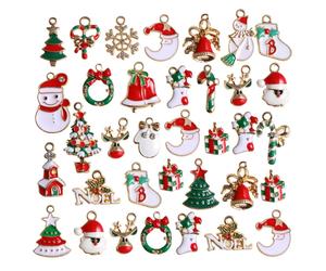 Breloques de noël en alliage métallique émail, pour boucles d'oreilles, Bracelet de noël, collier, fabrication de bijoux, bricolage, décoration de Festival, 10 pièces/lot Tree4 10pcs