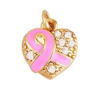 Breloques de Sensibilisation au Cancer du Sein, Pendentifs Ruban Rose et Argent Émail Sensibilisation Breloques - Octobre Rose 2025 Accessoires pour loisirs créatifs, colliers, bracelets, bijoux (F)