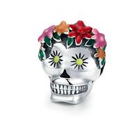 Breloques d'Halloween pour bracelets Pandora en argent sterling 925 véritable citrouille côtes chapeau magique tête de mort pour bracelets pour femmes, Cristal Émail