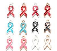 Breloques en alliage en forme de ruban, pendentifs de sensibilisation au cancer du sein, breloques en émail pour la fabrication de bijoux, accessoires de collier et de bracelet à faire soi-même, 10 si