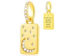 Breloques en argent sterling 925 doré pour bracelets et colliers - Breloque en forme de cœur et motif hawaïen - Parfait pour les femmes, les filles et les sœurs, normal, Métal Zircone cubique, Zircone