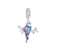 Breloques en argent sterling 925 en forme de martin-pêcheur de style naturel pour bracelets et colliers pour femmes
