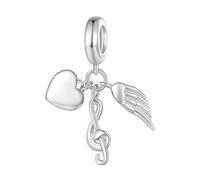 Breloques en argent sterling 925 en forme de note de musique, perles de guitare pour bracelets et colliers pour femmes, bijoux à faire soi-même