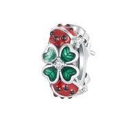 Breloques en argent sterling 925 en forme de trèfle porte-bonheur et de coccinelle pour la fabrication de bracelets et de colliers pour femmes