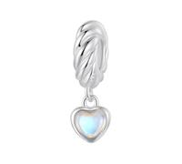 Breloques en caoutchouc en forme de cœur fantaisie en argent sterling 925 avec pierre de lune pour bracelets et colliers pour femmes