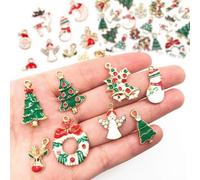 Breloques En Émail En Métal Mixte, 19 Ou 20 Pièces, Pendentifs De Noël, Ornements, Perles Pour Bracelet, Boucles D'oreilles, Fabrication De Bijoux, Décoration D'arbre De Noël