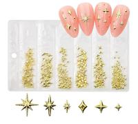 Breloques Étoiles pour Ongles Or, 3D Breloques pour Ongles Étoile Strass, Breloques pour Ongles Strass, Multiple Clous à Ongles en Forme d'Étoile Décorations en Strass pour Ongles pour Femme