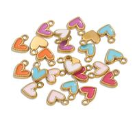 Breloques mignonnes en acier inoxydable, 10 pièces, petit cœur en émail plaqué or pour colliers, bracelets, accessoires de fabrication de bijoux, vente en gros