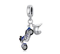 Breloques moto en argent sterling pour bracelets Pandora - Pendentif moto cool pour hommes et femmes, émail, Émail