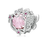 Breloques papillon pour bracelets Pandora,Charm fleur en argent sterling 925 avec zircon rose, cadeau de bijoux à bricoler soi-même pour femmes filles
