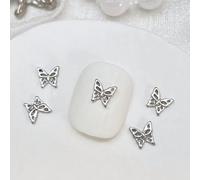 Breloques Papillon Pour Ongles 10 Pièces Alliage Argentés Pour Ongles En Acrylique Accessoires De Manucure