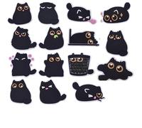 Breloques pour Chaussures en Forme de Chat Noir,15 PCS Charmes de Chaussure Mignons en PVC pour Sabots et Crocs DIY,Décoration Créative de Chaussures,pour Enfants,Filles,Adolescents