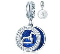 Breloques signe du zodiaque pour bracelets à breloques - Pendentifs en argent sterling 925, 12 constellationhoroscope - Perles de pierre de naissance pendantes, cadeaux d'anniversaire pour femmes,