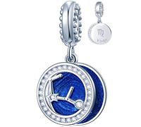 Breloques signe du zodiaque pour bracelets à breloques - Pendentifs en argent sterling 925, 12 constellationhoroscope - Perles de pierre de naissance pendantes, cadeaux d'anniversaire pour femmes,