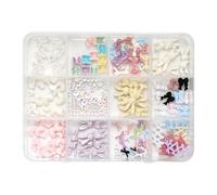 Breloques simples pour ongles en forme de nœud papillon et cœur - Accessoires de manucure - Strass pour loisirs créatifs - Bijoux décoratifs