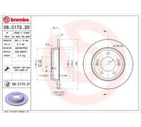 Brembo Disque de frein arrière 08.C172.21 Ø262 mm Anti-corrosion UV – Jeu de 2