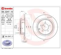 Brembo Disque de frein 08C24711 arrière plein avec revêtement anti-corrosion UV 1 pièce
