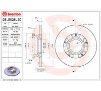 Disque de frein BREMBO 08.E026.20 arrière, plein, 1 pièce