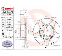 BREMBO 09.9172.75 Disque de frein pour BMW,BMW (BRILLIANCE)
