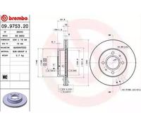 2x Disque de frein ventilé de l'intérieur 09.9753.21 BREMBO pour HYUNDAI ATOS