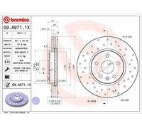 Disque de frein BREMBO 09.A971.1X pour SAAB 9-5 (YS3G) 2.0 2010-2012