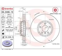 BREMBO 09.C406.13 Disque de frein Avant droit pour BMW 5 Limousine (F10) 348mm