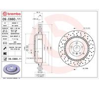 Brembo Disque de frein 09C66011 arrière, ventilé, à haute teneur en carbone, 1 pièce