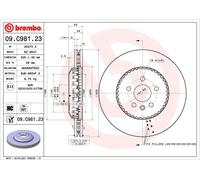 Brembo Disque de frein 09.C981.23 avant, ventilé, haute teneur en carbone, 1 pièce