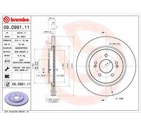 Brembo Disque de frein 09D99111 – arrière ventilé à haute teneur en carbone, 1 pièce