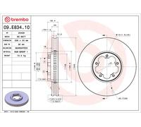 Brembo Disque de frein 09.E834.10 ventilé intérieur Ø308 mm pour Ford Transit
