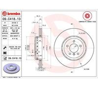Disque de frein BREMBO 09C41813 arrière, ventilé, à haute teneur en carbone, 1 pièce