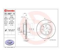 BREMBO 2x Disque de Frein Avant 252 Aéré Internement pour Hyundai i10 Ba Ia