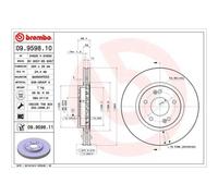 BREMBO 2x Disque de Frein Avant 294 Aéré Internement pour Hyundai Santa Fé I Sm