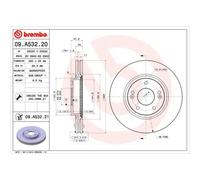 BREMBO 2X Disque De Frein Avant 300 Ventilé Pour Hyundai I30 Break FD