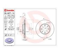 BREMBO 2x Disques Aéré Internement 09.A271.14 pour Suzuki Swift III Mz Ez 1.3