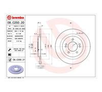 Disque de frein BREMBO 08C25021 arrière, plein, à haute teneur en carbone, 1 pièce