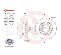 BREMBO 2x Disques de Frein Arrière Ø288 MM Plein pour Ford Transit Boîte Fy Fz